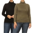 thumbnail image 1 of Women's Plus Size Long Sleeve Turtleneck Sweater Tops(Pack of 2), 1 of 5