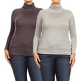 thumbnail image 1 of Women's Plus Size Long Sleeve Turtleneck Sweater Tops(Pack of 2), 1 of 5