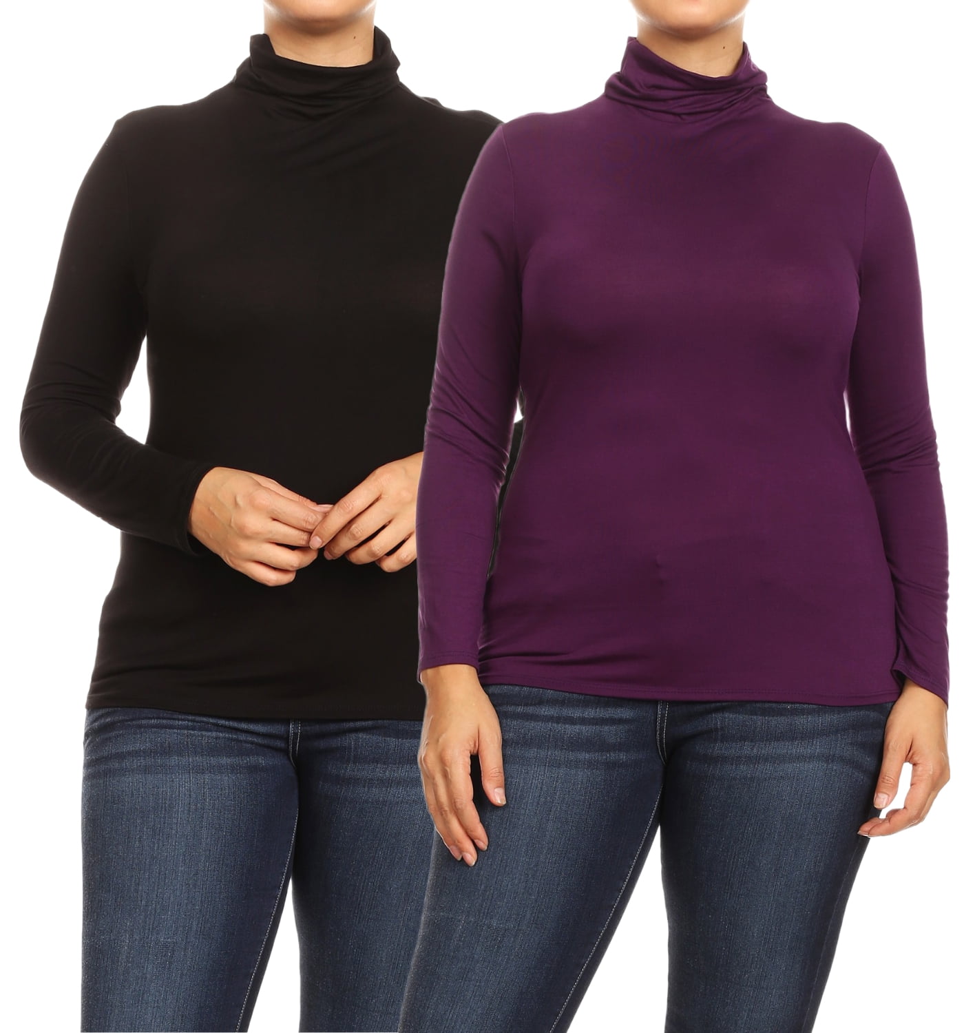 Plus Size Women Casual Stripe Turtleneck Sweatshirt 1