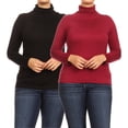 thumbnail image 1 of Women's Plus Size Long Sleeve Turtleneck Sweater Tops(Pack of 2), 1 of 5