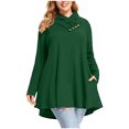 thumbnail image 1 of Women's Plus Size Long Sleeve V Neck Tops Buttons Tunic Shirts Solid Color Flowy Pleated Blouses Pullovers Army Green,XXXXXL, 1 of 5