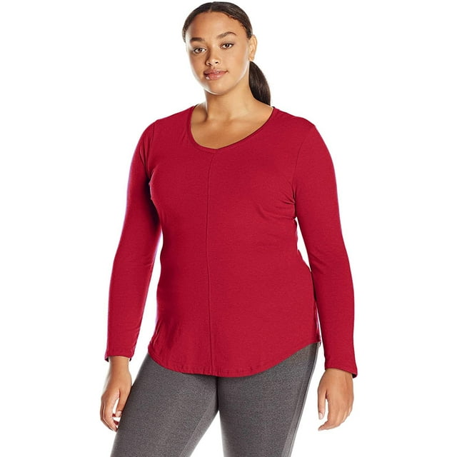 Women's Plus-Size Long Sleeve V-neck Fashion T-shirt - Walmart.com