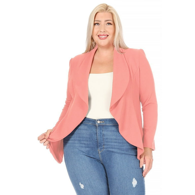 Women's plus top size pink blazer