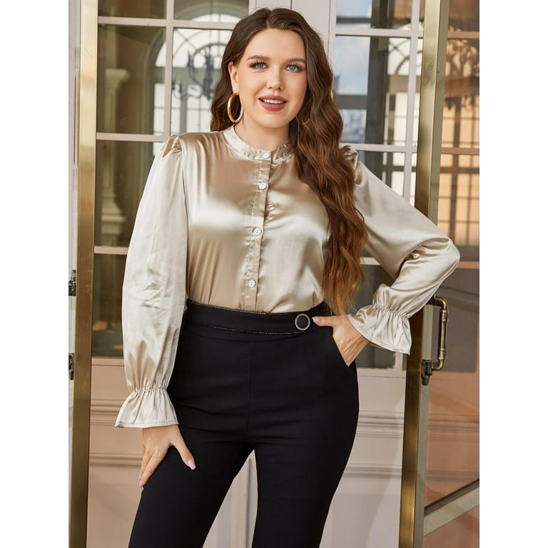Women's plus size hot sale blouses for work