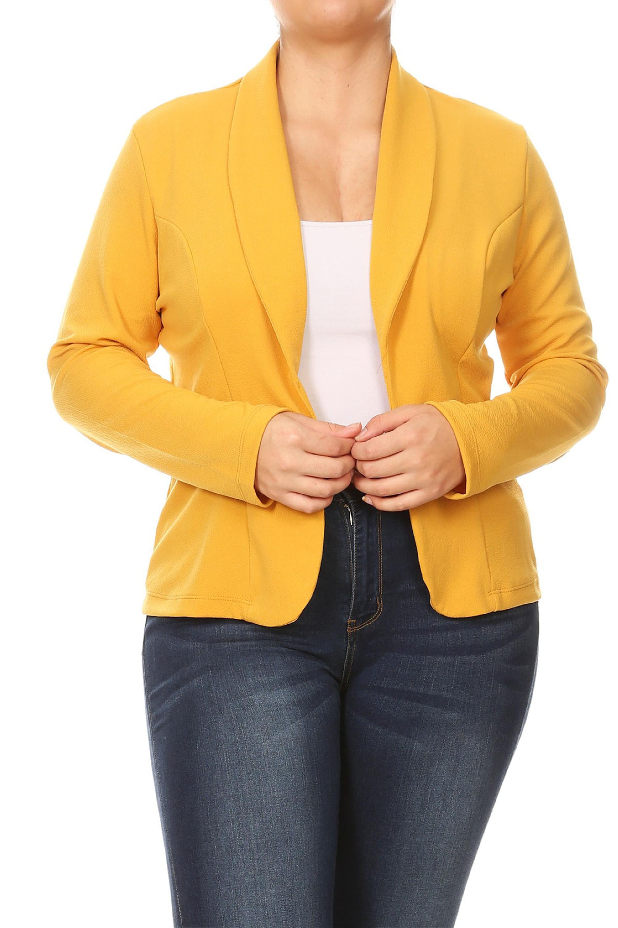 Women s Plus Size Long Sleeves Casual Basic Office Work Solid Blazer Jacket