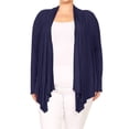 thumbnail image 1 of Women's Plus Size Long Sleeves Comfy Draped Open Front Solid Cardigan Made in USA, 1 of 5