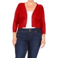 thumbnail image 1 of Women's Plus Size Long Sleeves Lightweight Open Solid Sweater Bolero Cardigan S-3XL, 1 of 5