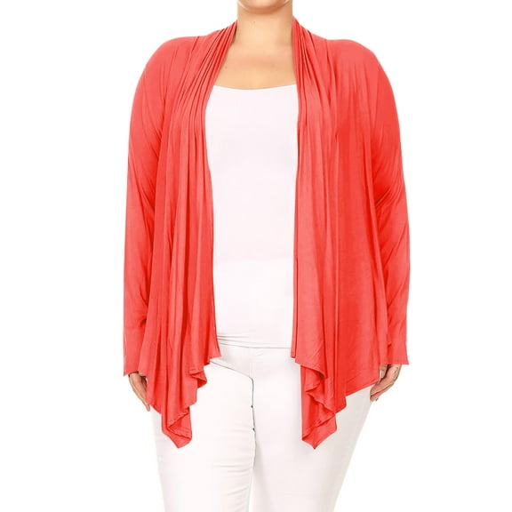 Women's Plus Size Long Sleeves Loose Fit Solid Open Cardigan