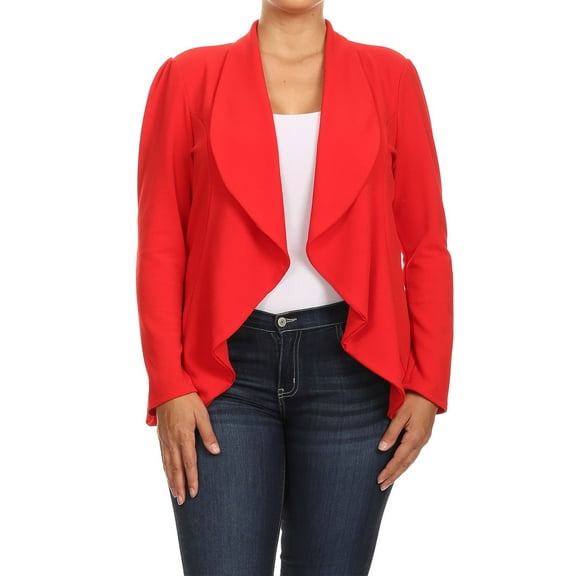 Women's Plus Size Long Sleeves Office Workwear Solid Blazer Jacket