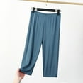 thumbnail image 1 of Women's Plus Size Loose Capris Pants Thin Breathable Loungewear Lightweight Soft Casual Fashion Solid Color Cropped Trousers New Green 4XL, 1 of 6