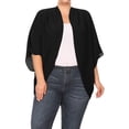 thumbnail image 1 of Women's Plus Size Loose Fit 3/4 Sleeves Kimono Style Open Front Solid Cardigan S-3XL, 1 of 5