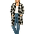 thumbnail image 1 of Women's Plus Size Loose Fit Casual Long Sleeve Plaid Midi Cardigan Side Pockets, 1 of 4