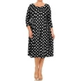 thumbnail image 1 of Women's Plus Size Loose Fit Scoop Neck 3/4 Sleeve Polka Dot Patterned A-Line Long Dress, 1 of 5