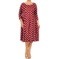 thumbnail image 1 of Women's Plus Size Loose Fit Scoop Neck 3/4 Sleeve Polka Dot Patterned A-Line Long Dress, 1 of 5