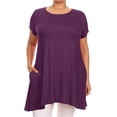 thumbnail image 1 of Women's Plus Size Loose Fit Short Sleeves Side Pockets Solid Tunic Top, 1 of 5