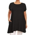 thumbnail image 1 of Women's Plus Size Loose Fit Short Sleeves Side Pockets Solid Tunic Top, 1 of 5