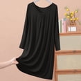 thumbnail image 1 of Women's Plus Size Loose Nightgown Solid Color Long Sleeve Crewneck Comfy Nightdress Lightweight Casual Sleepwear New Black 5XL, 1 of 8