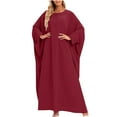 thumbnail image 1 of Women's Plus Size Loose Robe Casual Dress Solid Color Oversized Maxi Dress Ladies Long Sleeve Round Neck Long Dresses, 1 of 7