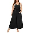 thumbnail image 1 of Women's Plus Size Loose Sleeveless Jumpsuits Adjustable Spaghetti Strap Stretchy Long Pant, 1 of 5