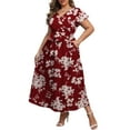 thumbnail image 1 of Eternal Blue Love Women's Plus Size Sundress Floral Butterfly Sleeve V-Neck Mid-Length Dress, 1 of 5