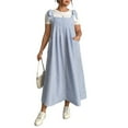 thumbnail image 1 of Women's Plus Size Maxi Dress Gingham Plaid Ruffle Sleeve Loose Casual Flowy Long Dress Summer Boho Cami Dresses, 1 of 5
