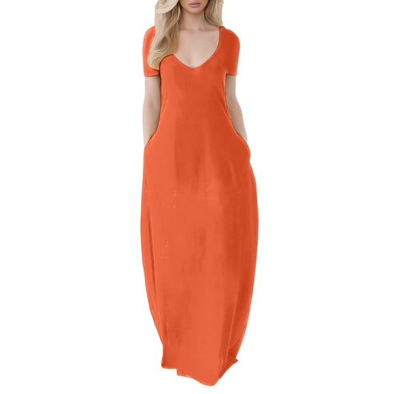 Women's Plus Size Maxi Dresses For Women Summer Short Sleeve Casual 2025 Long Dress S 5XL