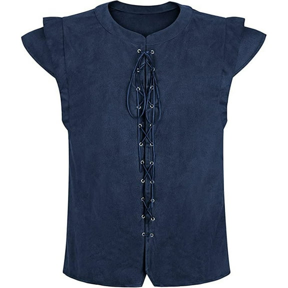 Women's Plus Size Medieval Gothic Lace Up Sleeveless Tank Top Renaissance