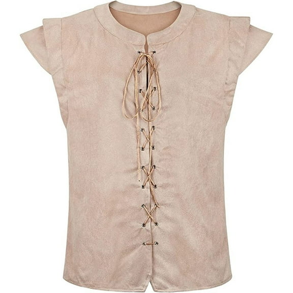 Women's Plus Size Medieval Gothic Lace Up Sleeveless Tank Top Renaissance