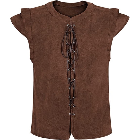 Women's Plus Size Medieval Gothic Lace Up Sleeveless Tank Top Renaissance