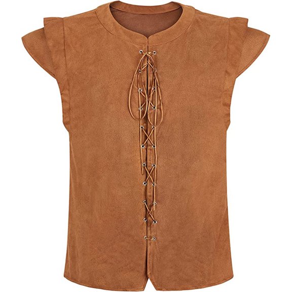 Women's Plus Size Medieval Gothic Lace Up Sleeveless Tank Top Renaissance