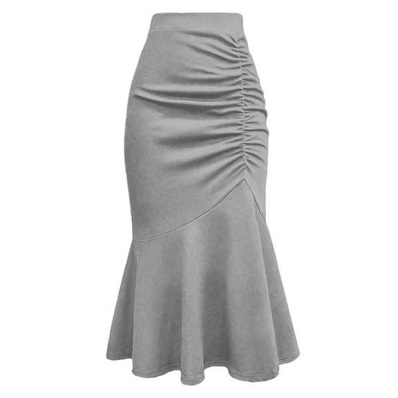 Women's Plus Size Mermaid Skirt High Waist Tummy Control Pencil Skirt Dressy Stretch Office Work Evening Party Business Casual Maxi Skirt