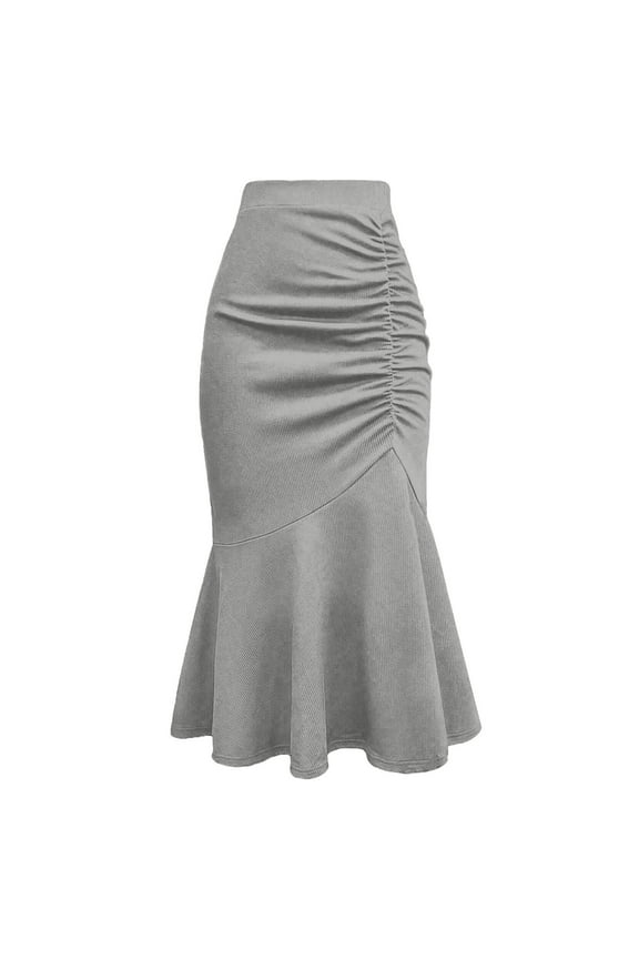 Women's Plus Size Mermaid Skirt High Waist Tummy Control Pencil Skirt Dressy Stretch Office Work Evening Party Business Casual Maxi Skirt