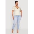 thumbnail image 1 of Women's Plus Size Metallic Detail Keyhole Top, 1 of 4