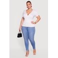 thumbnail image 1 of Women's Plus Size Metallic Detail Keyhole Top, 1 of 4