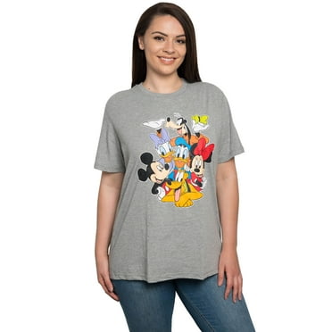 Women's Plus Size Mickey Mouse & Friends T-Shirt Gray Minnie Daisy Pluto