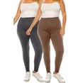 thumbnail image 1 of Women's Plus Size Microfiber Full Solid Length Leggings Pack of 2, 1 of 5