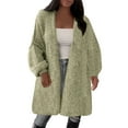 thumbnail image 1 of Women's Plus Size Mid-Length Cardigan, Oversized Sweater Coat with Open Front, Soft Stretchy Long Sleeve Fall Winter Fashion, Comfortable Loungewear and Layering Essential Light Green L, 1 of 5