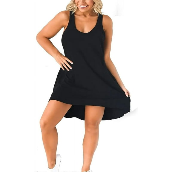 Women's Plus-Size Mid-Length Dress V-Neck Solid Color Fashion Slip Dress