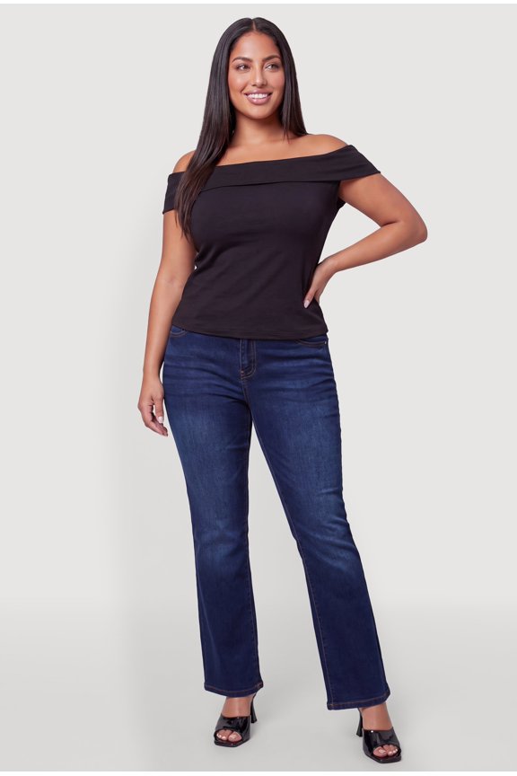 Women's Plus Size Mid Rise Flare Leg Jeans