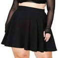 thumbnail image 1 of Women's Plus Size Mini Skater Skirt- Basic Versatile High Waisted Flared Casual Stretchy Skirts Black, 1 of 7