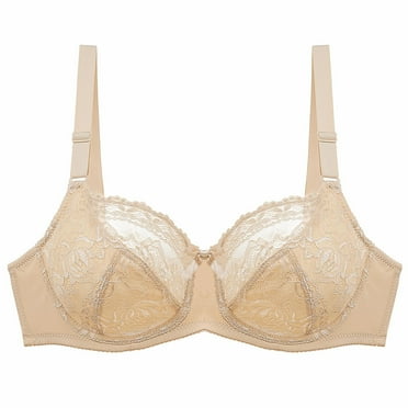 Women's Plus Size Minimizer Bras Full Coverage Lace Compression Bra Unlined Bras with Underwire
