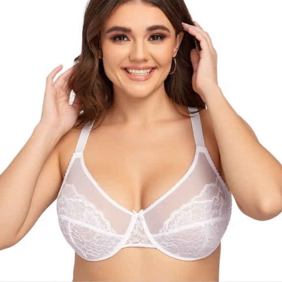 Women's Plus Size Minimizer Bras Full Coverage Lace Unlined Underwire Bra A-I Cups 36B