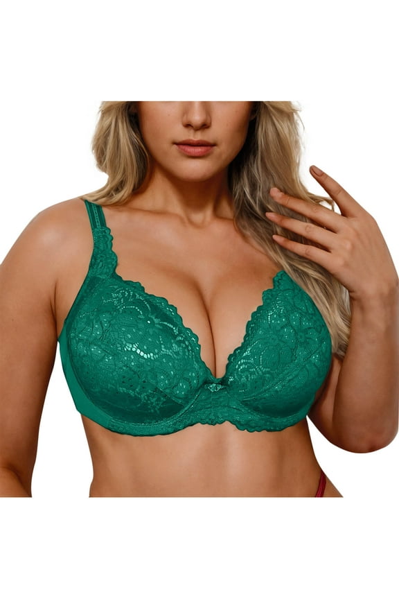 Women's Plus Size Minimizer Bras for Large Breasts, Lace Embroidery Underwire Full Coverage Bra Seamless E Cup Everday Bralette