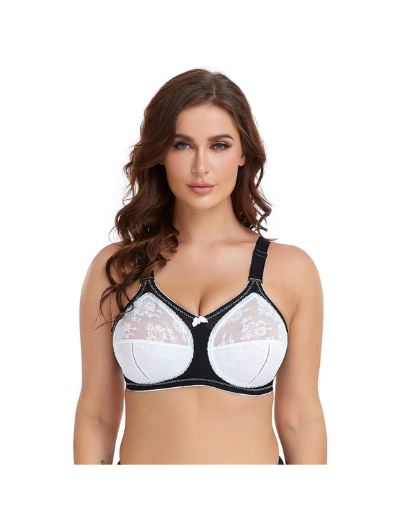 Women's Plus Size Minimizer Sleep Unlined Full Coverage Lace Wirefree Bra 34G