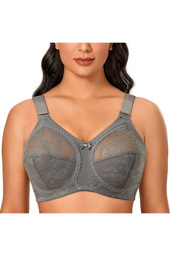 Women's Plus Size Minimizer Sleep Unlined Full Coverage Lace Wirefree Bra 34G