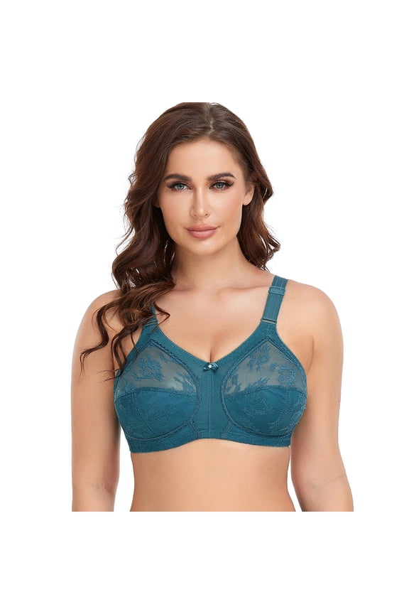 Women's Plus Size Minimizer Sleep Unlined Full Coverage Lace Wirefree Bra 34G