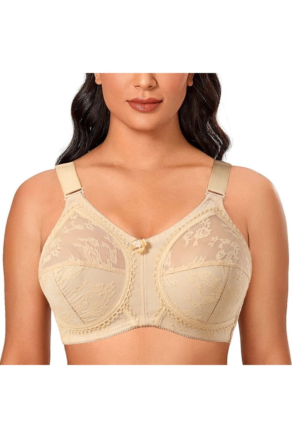 Women's Plus Size Minimizer Sleep Unlined Full Coverage Lace Wirefree Bra 40A