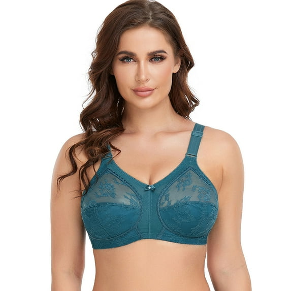 Women's Plus Size Minimizer Sleep Unlined Full Coverage Lace Wirefree Bra 48DDD