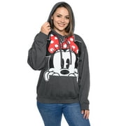 Women's Plus Size Minnie Mouse Pullover Hoodie Sweatshirt Charcoal Red Disney