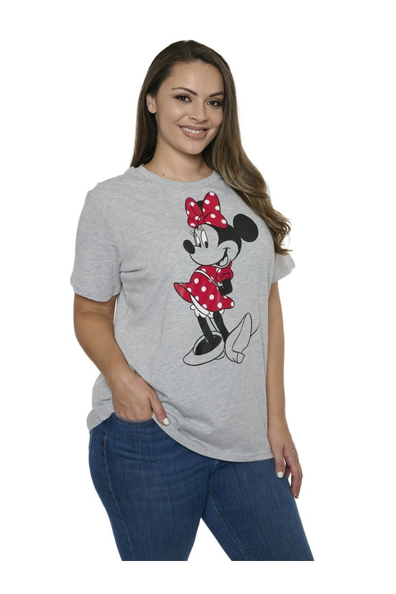 Women's Plus Size Minnie Mouse T-Shirt Disney Short Sleeve Tee Red Polka Dot